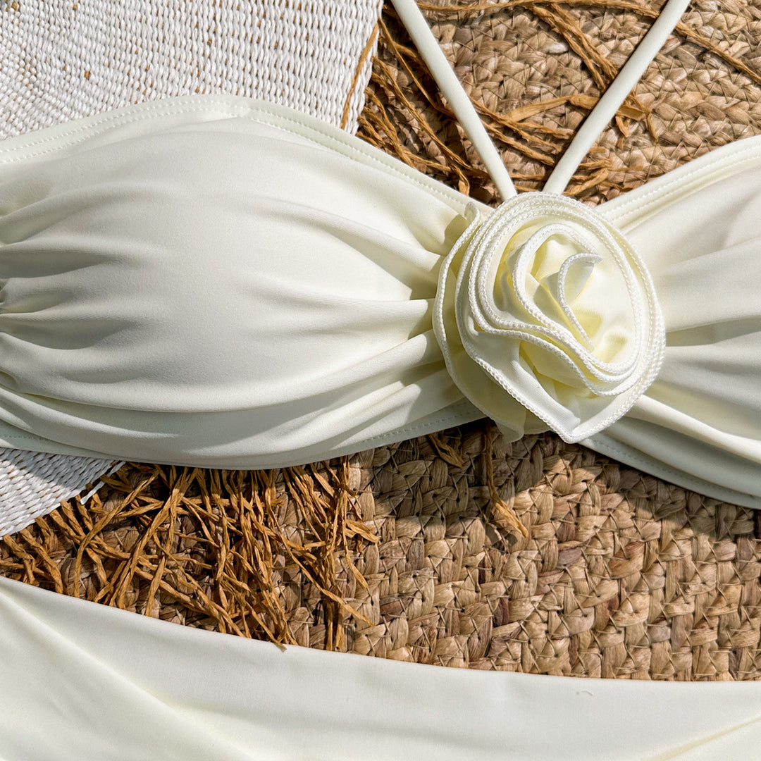 Dame bikini sæt med blomsterede flæser og elegant indpakning nederdel-lyd Stilla