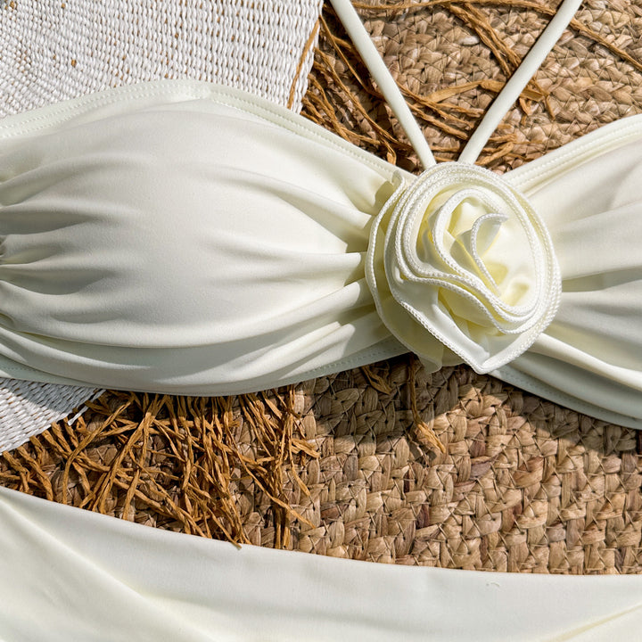 Dame bikini sæt med blomsterede flæser og elegant indpakning nederdel-lyd Stilla