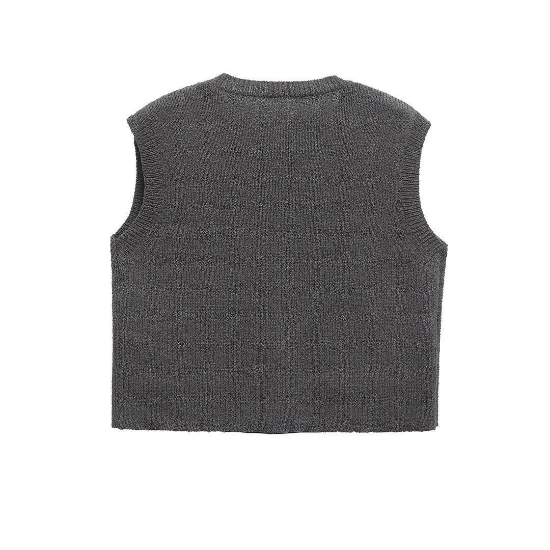 Femme Strikknap-Cardigan uden ærmer Vest Stilla