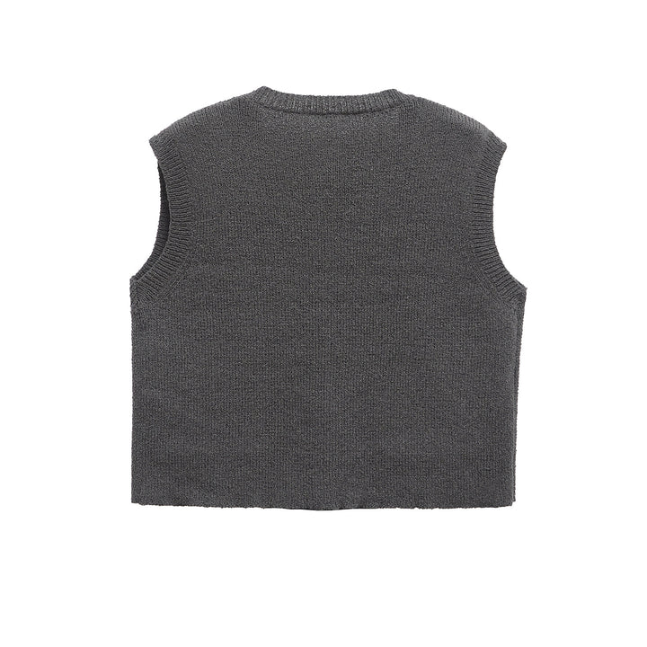 Femme Strikknap-Cardigan uden ærmer Vest Stilla