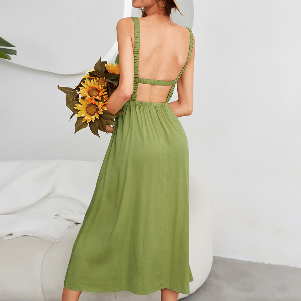 Dame Maxi-kjole med asymmetrisk kant og elastisk bund Stilla