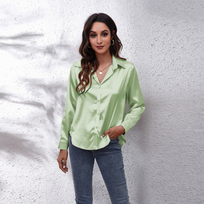 Dame elegant satinbluse Stilla