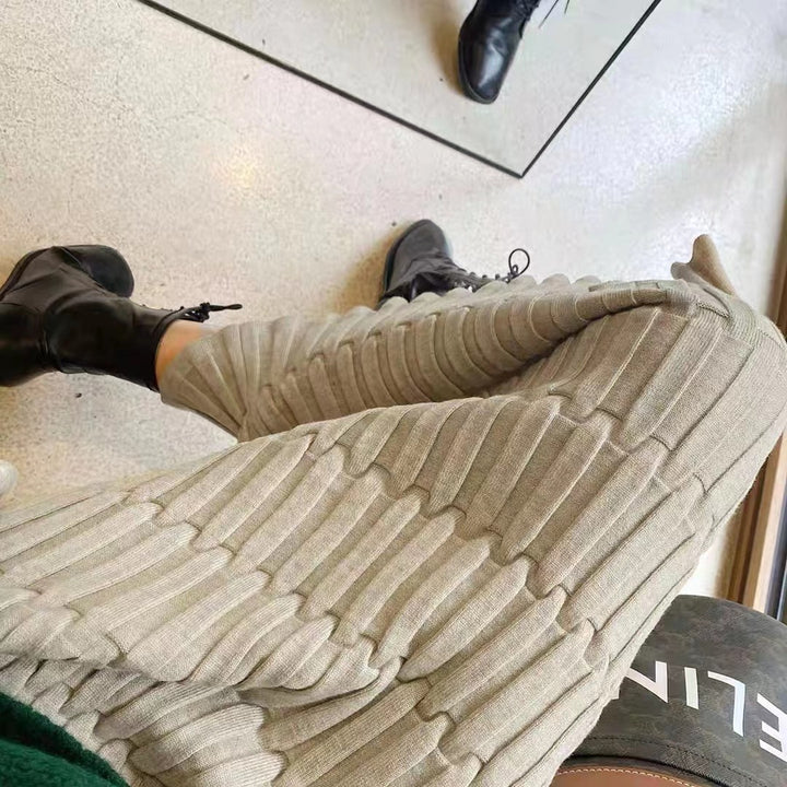 Kvinderne strikbukser med et struktureret design og bred pasform Stilla
