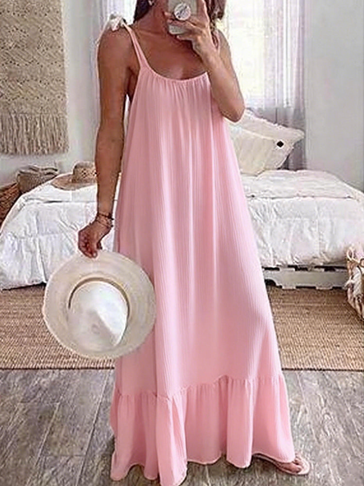 Dame maxikjole med strapless design Skovae