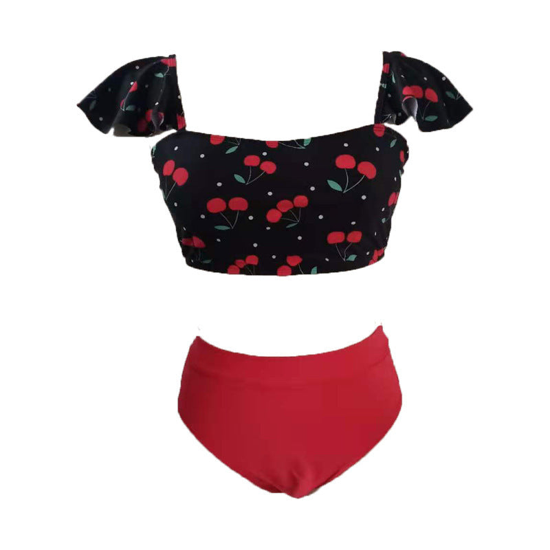 Dame Tankini-sæt med voluminøse flæsedetaljer og kvalitetsdesign Skovae