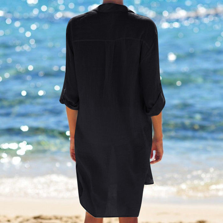 Dame Gennemsigtig Knap-Af Strandcover-Up Stilla