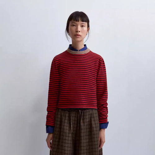 Dame Stribet Pullover med elegant Rundhalsudskæring og høj pasform Stilla