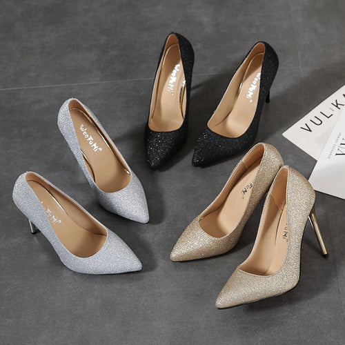 Dame Glamourøse High Heels med funklende overflade og elegant Stiletto hæl Stilla