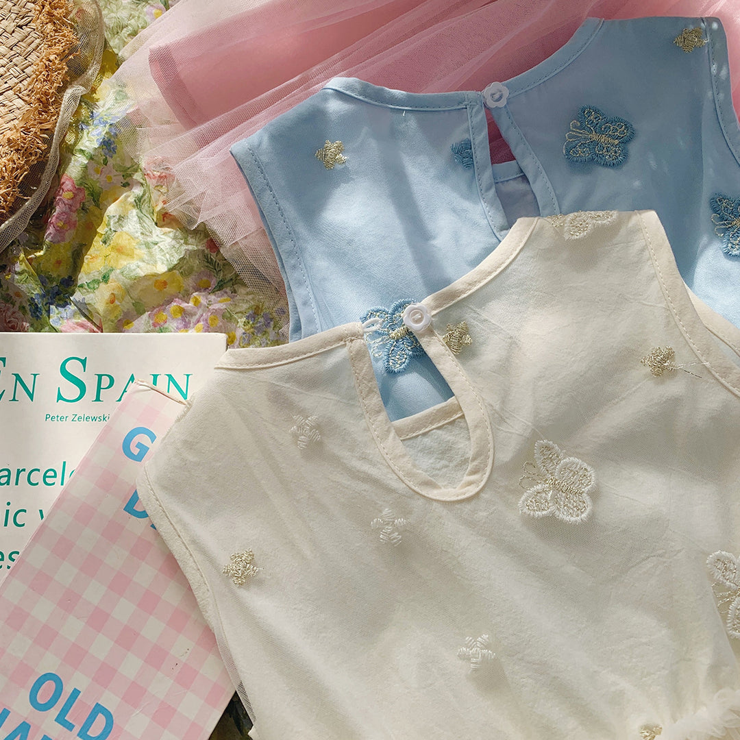 Pige Elegant Broderet Tyllkjole Stilla