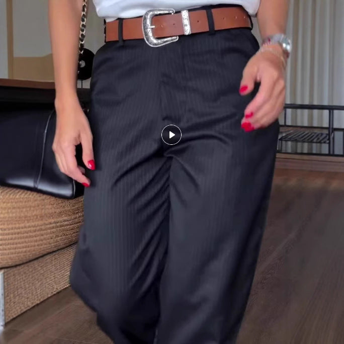 Dame klassisk chinos med bred ben og elegant pressefold Stilla