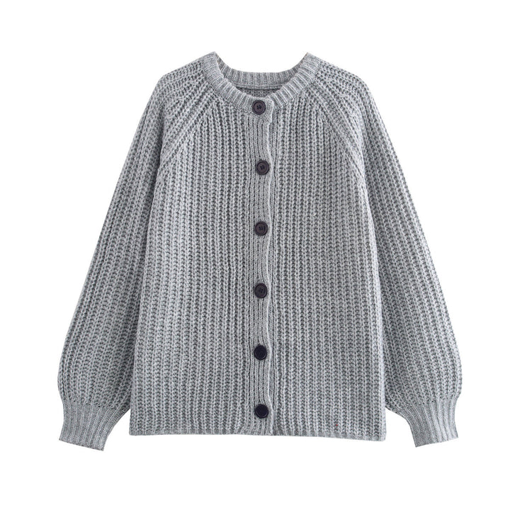 Kvinder hyggelig cardigan med vertikal rib struktur og store knapper Stilla