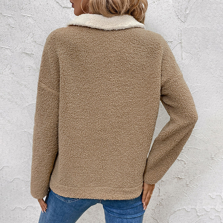 Dame fleece-sweater med halv lynlås og lommer Stilla