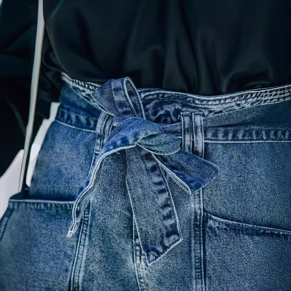 Kvinder Høj Talje Denim Shorts med Aftageligt Bælte Stilla