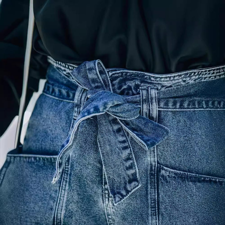Kvinder Høj Talje Denim Shorts med Aftageligt Bælte Stilla