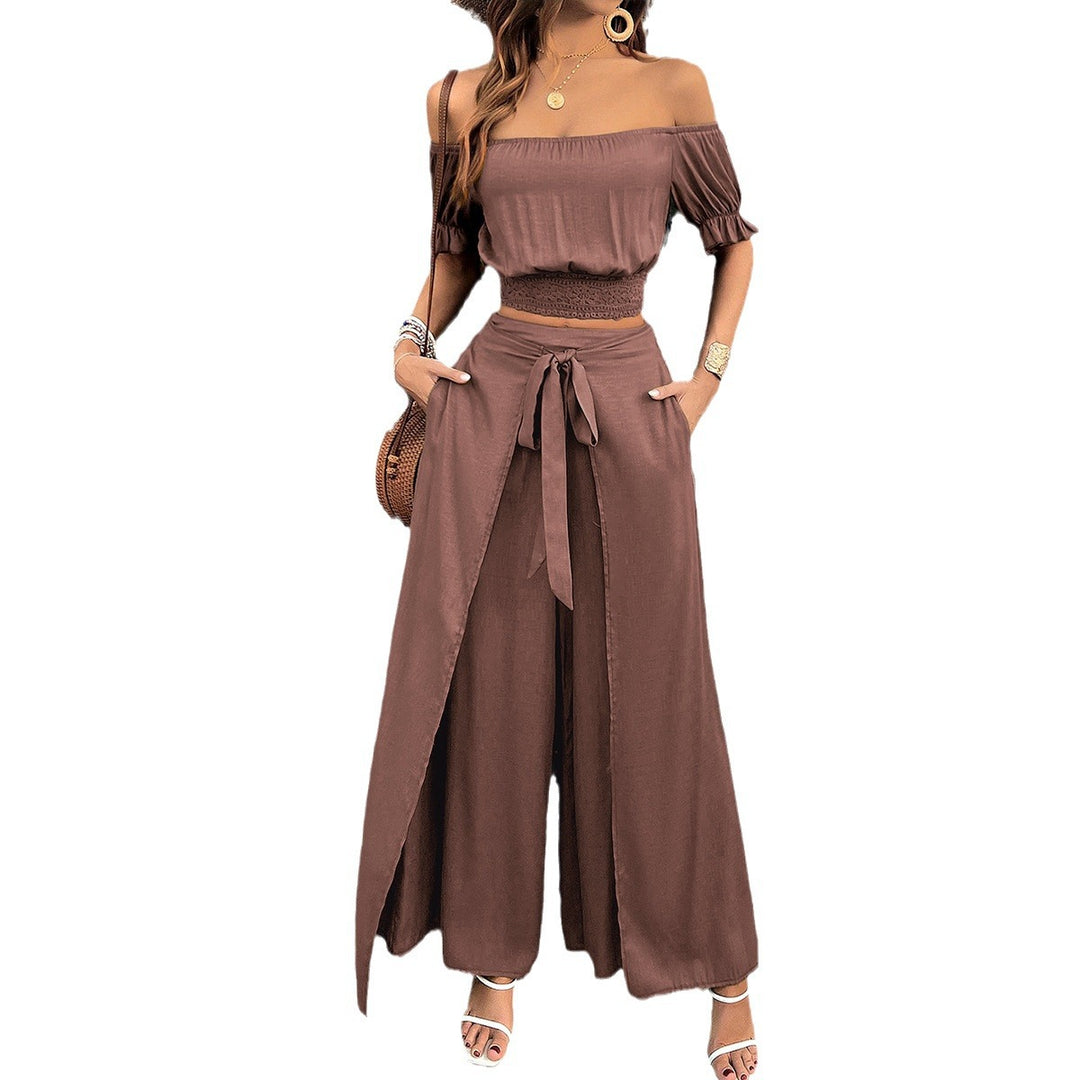 Dame Maxikjole med Off-Shoulder og vide bukser Stilla