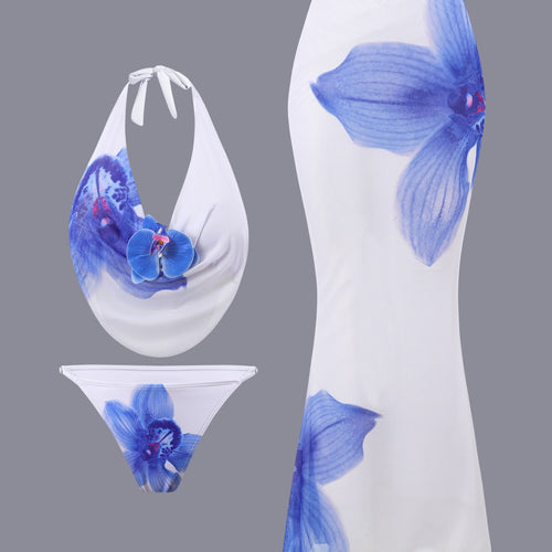 Dame Bikini-sæt med blomstret design og elegant indpakningstop Skovae