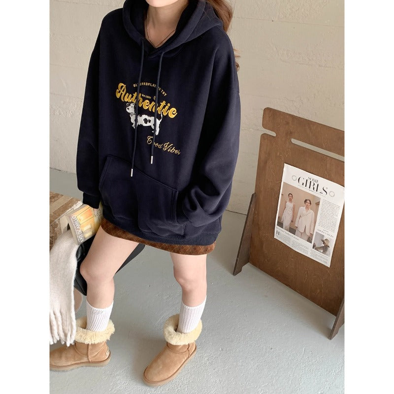Dame Oversized Hoodie med Kreativ Print Stilla
