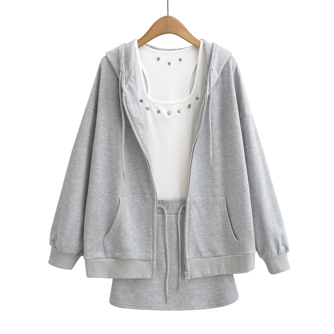 Dame Sporty Sweatshirt-Sæt med lynlås og praktiske lommer Stilla
