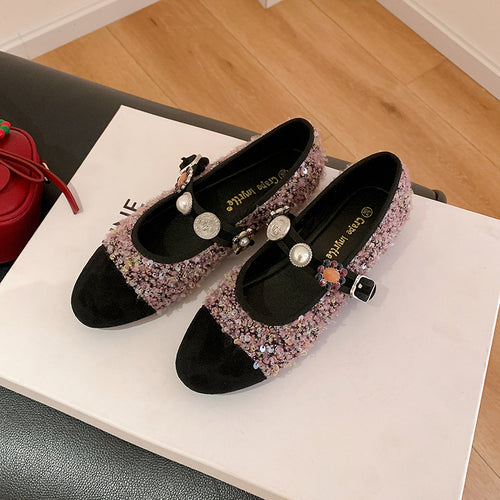 Dame elegante Mary Jane sko med glitrende applikationer Stilla