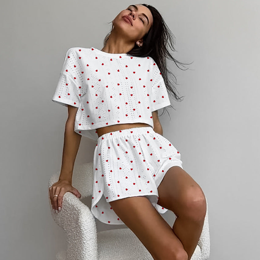 Dame Loungewear Sæt med sødt bjørne-motiv Stilla