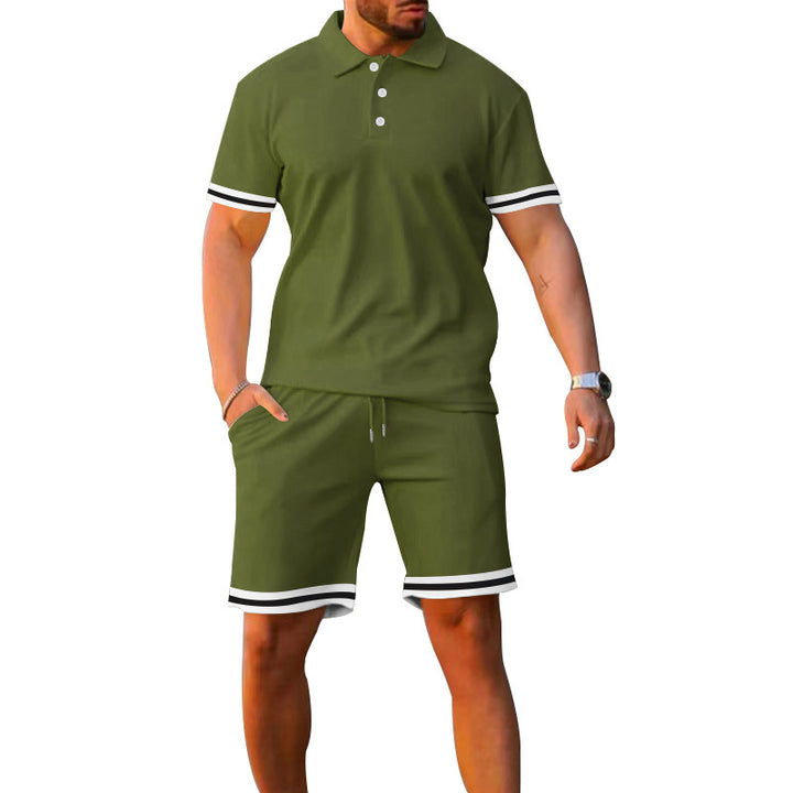 Herrer Sommer-Polo og Shorts Sæt lavet af åndbart materiale med sporty design Stilla