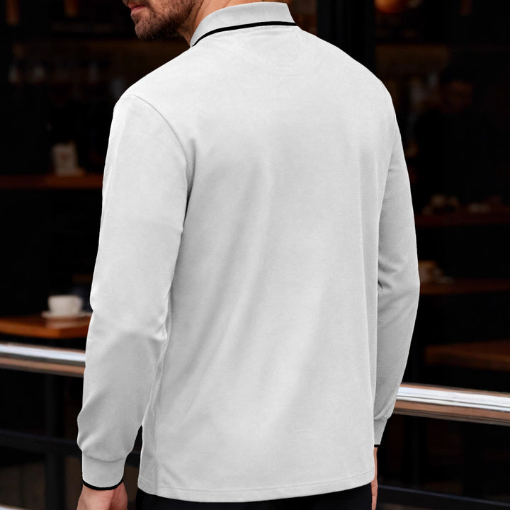 Herrer langærmet Piqué-polo-shirt med kontrastpaspol ved kraven og manchetter Skovae