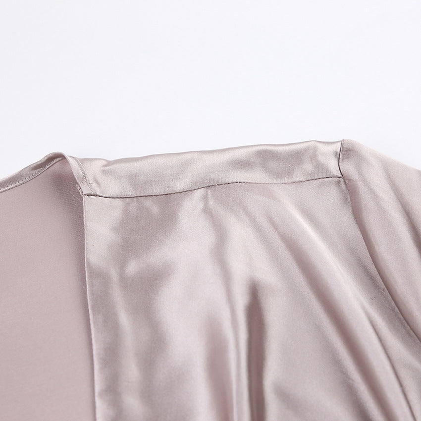 Dame Satin Chiffon pyjamasæt med elegant snit og lange ærmer Stilla