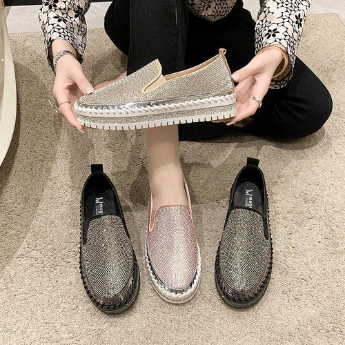 Dame Slip-On Sneakers med funkende strassdesign og skridsikre profilsål Stilla
