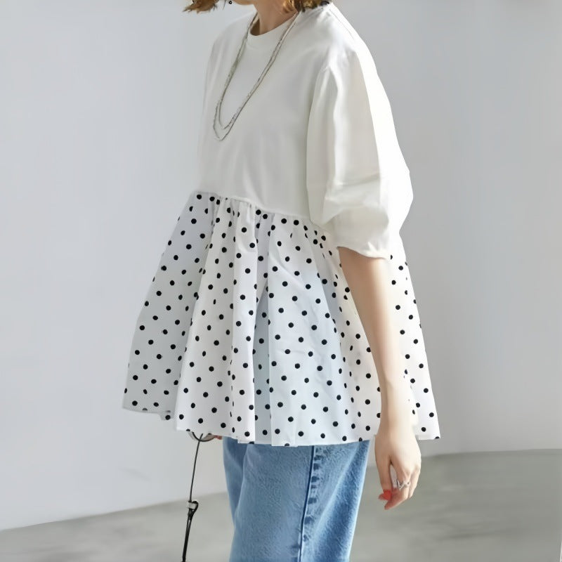 Dame Polka Dot Peplum Overdel Stilla