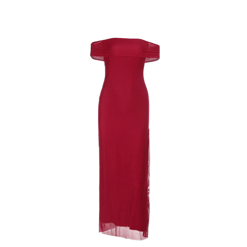 Dame Off-Shoulder Maxi Kjole med Elegant Drapering Skovae