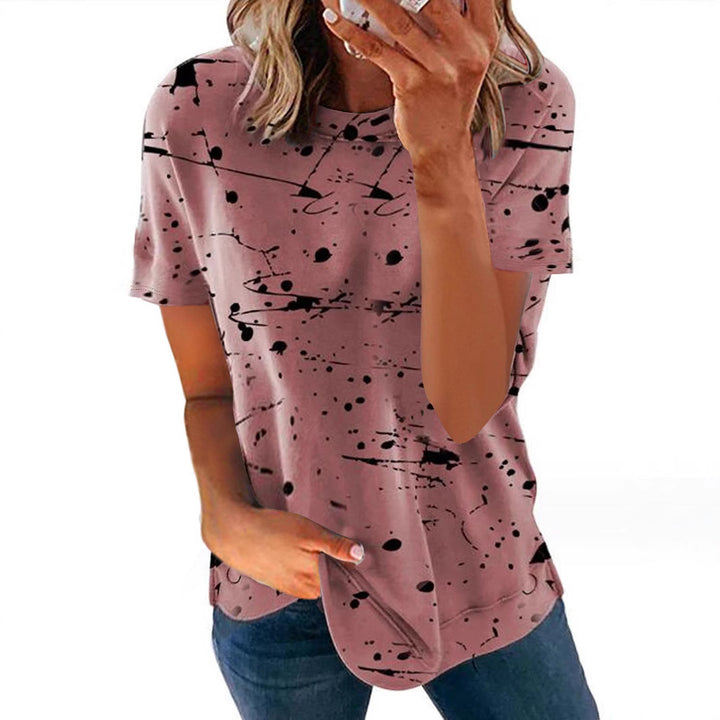 Dame T-shirt med kreativt farveklat-design Stilla