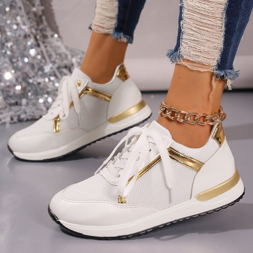Dame Sporty Sneakers med moderigtige guldaccent og åndbar mesh-overflade Stilla