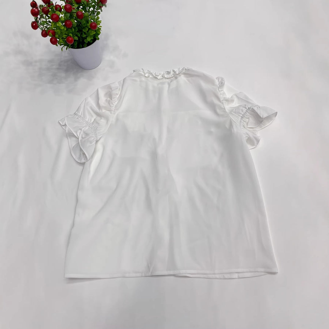Damer Elegant Bluse med Flæse detaljer Skovae