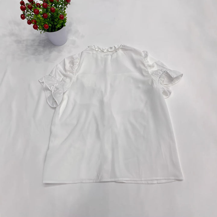Damer Elegant Bluse med Flæse detaljer Skovae