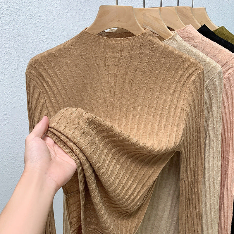 Dame Rullekrave sweater med fin ribstruktur og figurformende snit Stilla