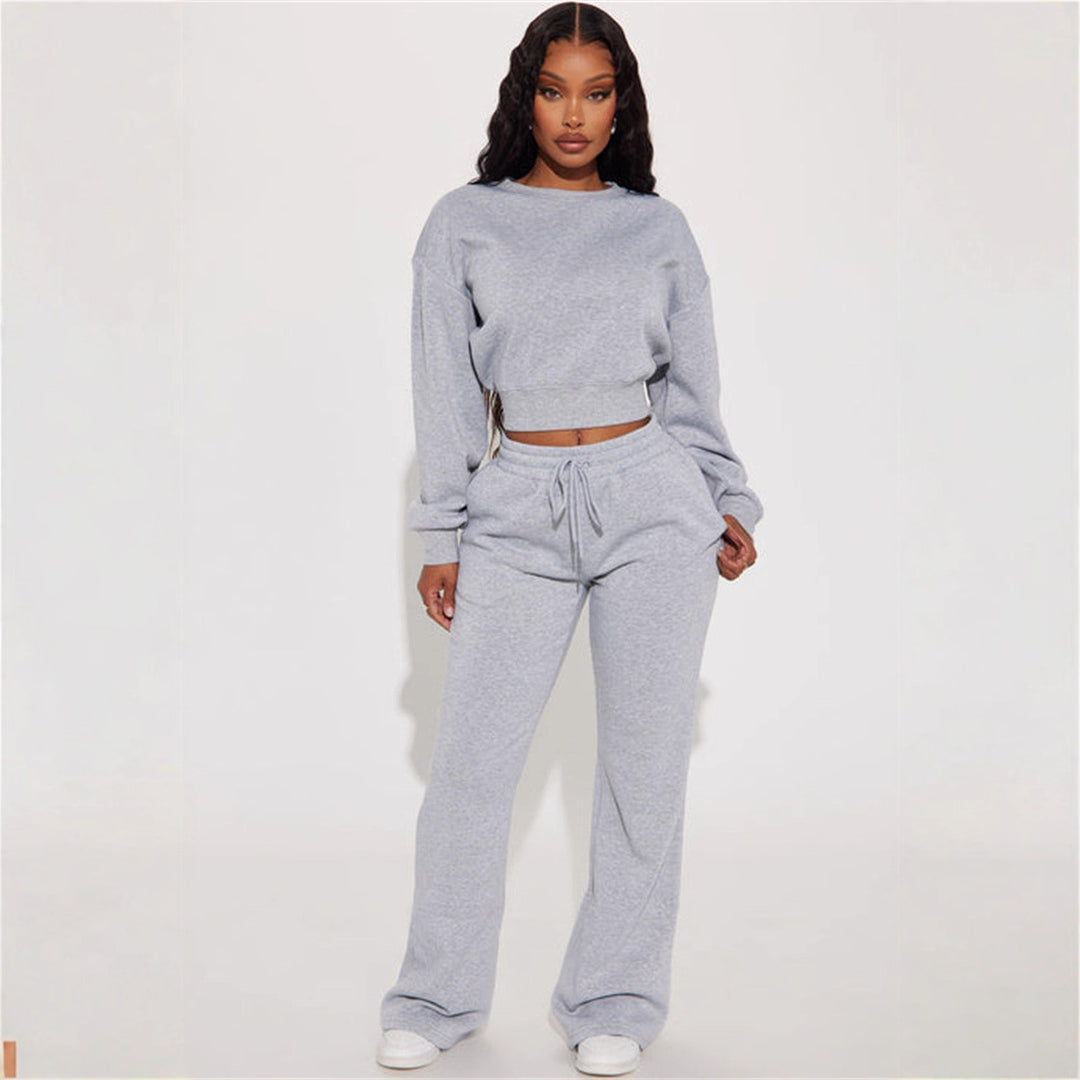 Kvindernes cropped sweatshirt med droppe skuldre og bred kant Skovae