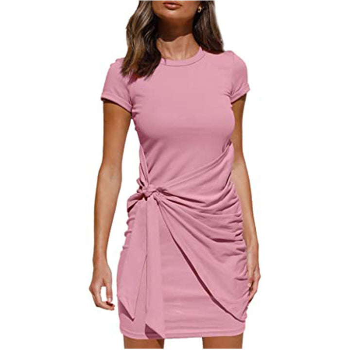 Dame Fritids Draperet T-Shirt Kjole Stilla