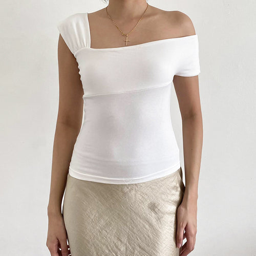 Dame moderne asymmetrisk top med trendy én-skulder design Skovae