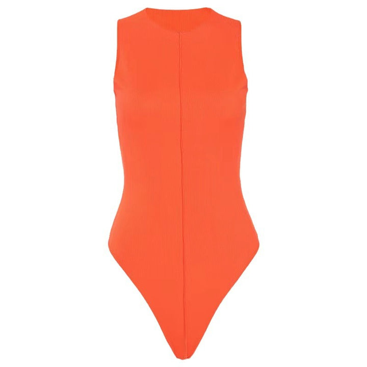 Dame Højhæret Bodysuit i klassisk Ribstrikdesign Stilla