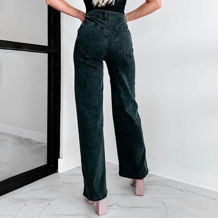 Dame højtaljede jeans med gennemboret design Stilla