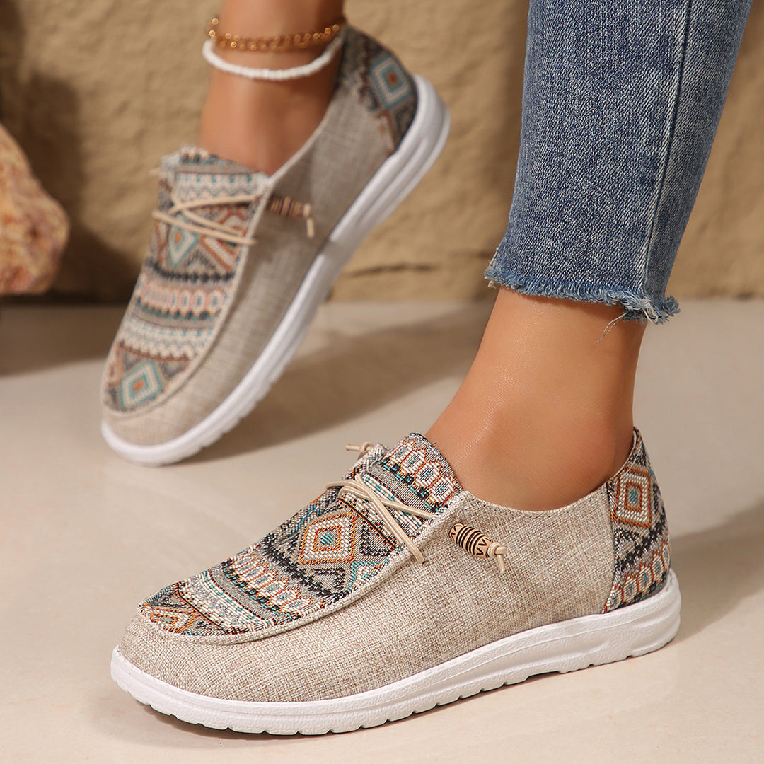Dame Fritids Slip-On Sneakers med farverigt Ethno-mønster Stilla