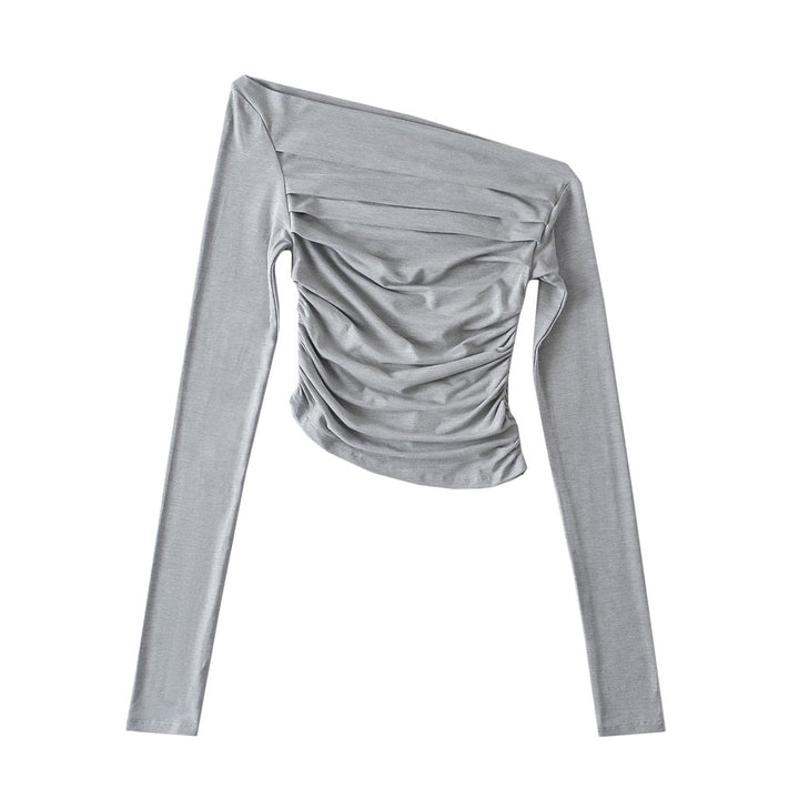Dame asymmetrisk, ruched overdel med langærmet og elegant design Stilla