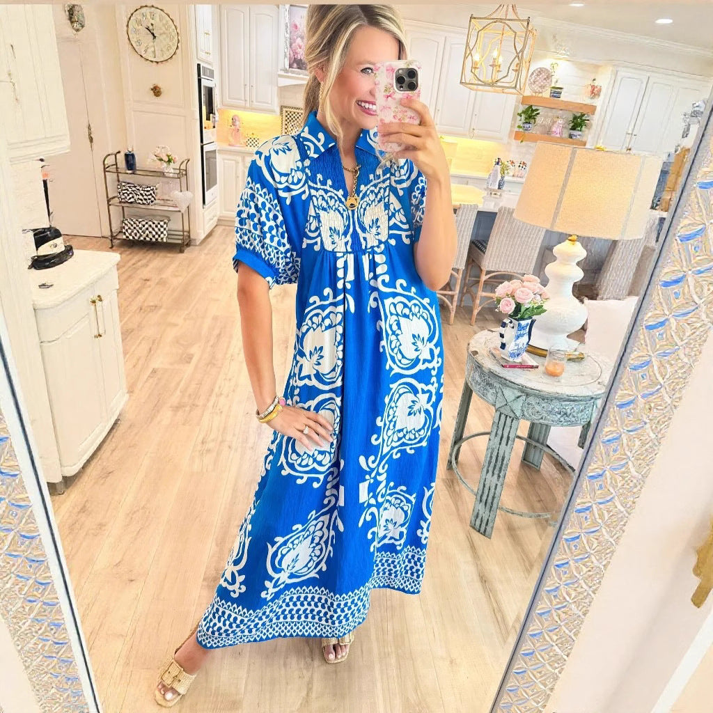 Dame maxikjole i boho-stil med blomsterprint og afslappet pasform Stilla
