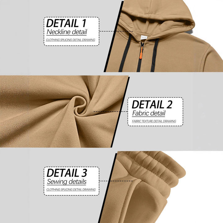 Herre casual halv-zip hoodie med kængurulomme og cargo joggerbuksen med lynlåsdetaljer Skovae