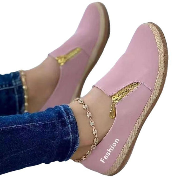 Dame Mode Slip-On Sneakers med dekorativ lynlås og behageligt fodseng Stilla