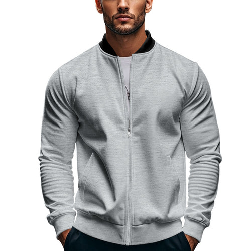 Herre nan moderne bomber i minimal stil med ståkrave, elastisk afslutningsbånd og funktionelle stiklommer Skovae