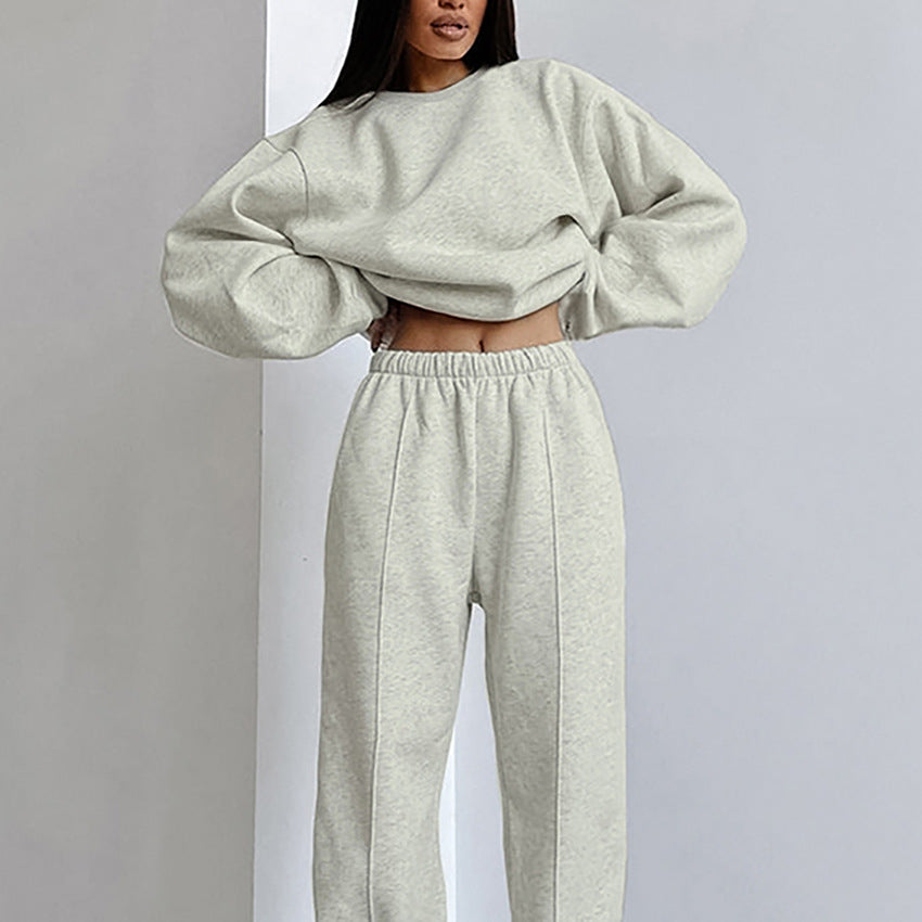 Dame afslappet sweatshirt- og jogger-sæt med elastisk talje og voluminøse ærmer Stilla