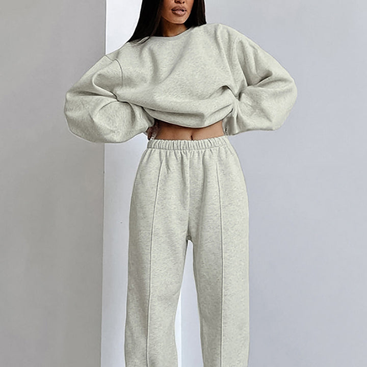 Dame afslappet sweatshirt- og jogger-sæt med elastisk talje og voluminøse ærmer Stilla