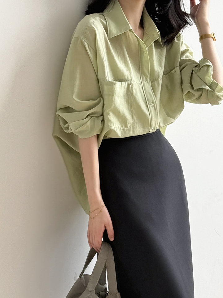 Damer afslappet skjorte blouse i let, åndbart materiale med løs pasform Stilla