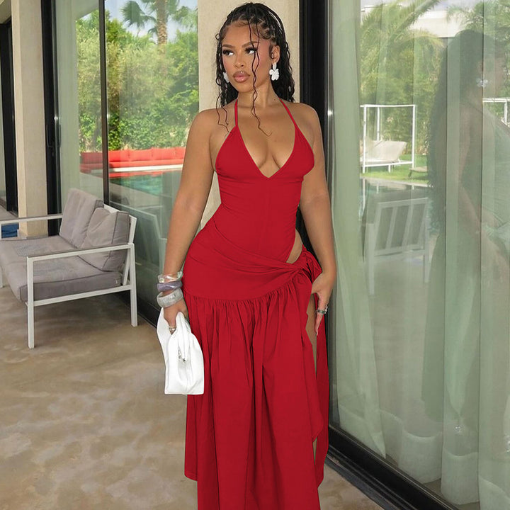 Dame Maxikjole med elegant indviklingsdesign og justerbare stropper Stilla